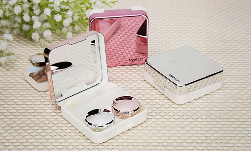 Image 2: Mini Contact Lens Travel Case Box Container Kit Set Holder With Mirror