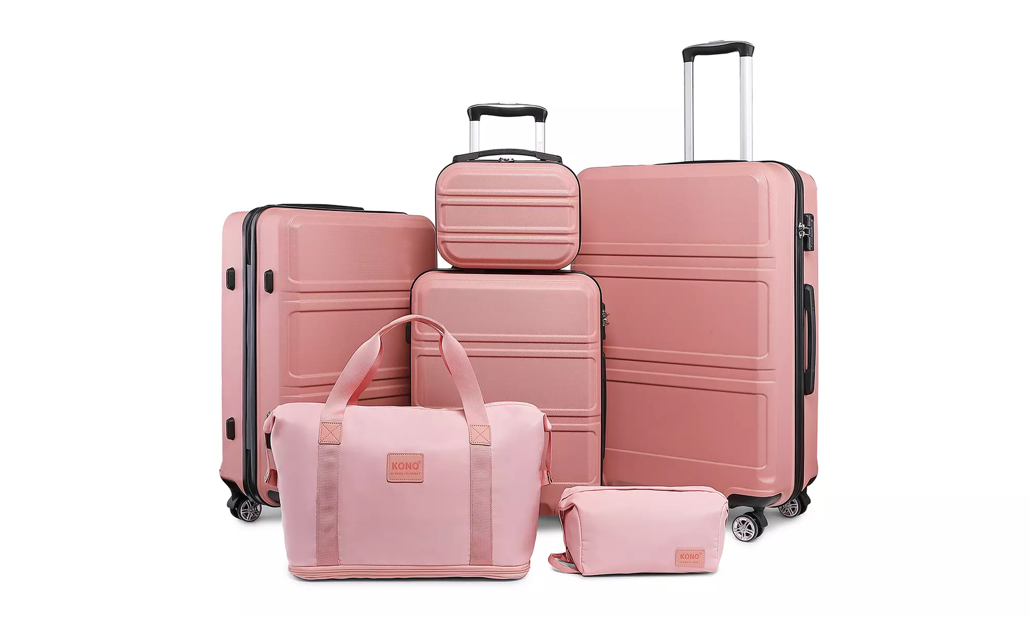 1x, 2x, 3x oder 4x KONO Hartschalen-Koffer- und Reisetaschen-Set in Rosa/Beige in der Größe nach Wahl - Primary Image