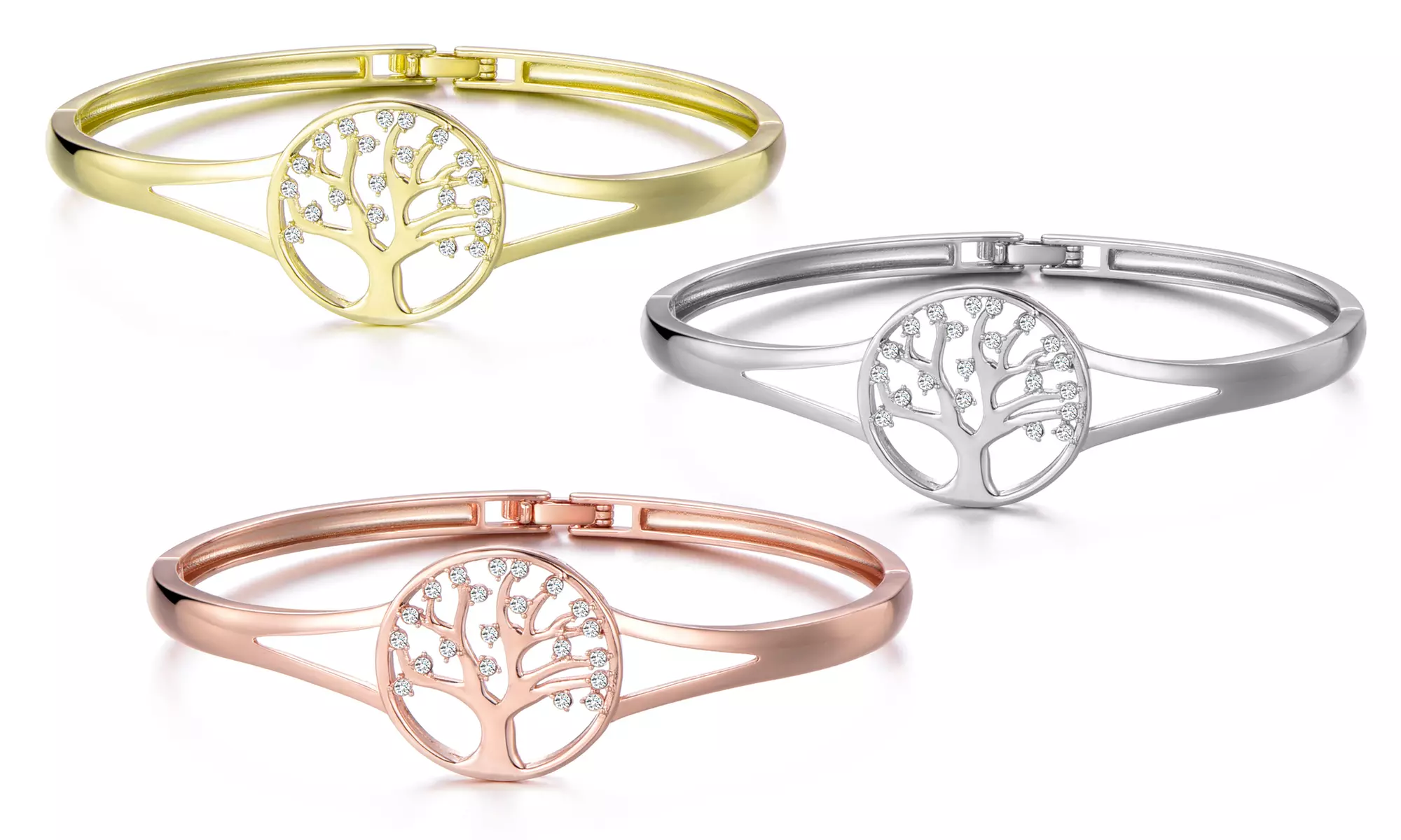 1 à 3 bracelets jonc "arbre de vie" Philip Jones ornés de cristaux Zircondia®, pour femme - Primary Image