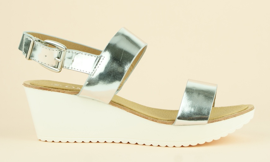 Image 3: Women's Silver Wedge Sandals