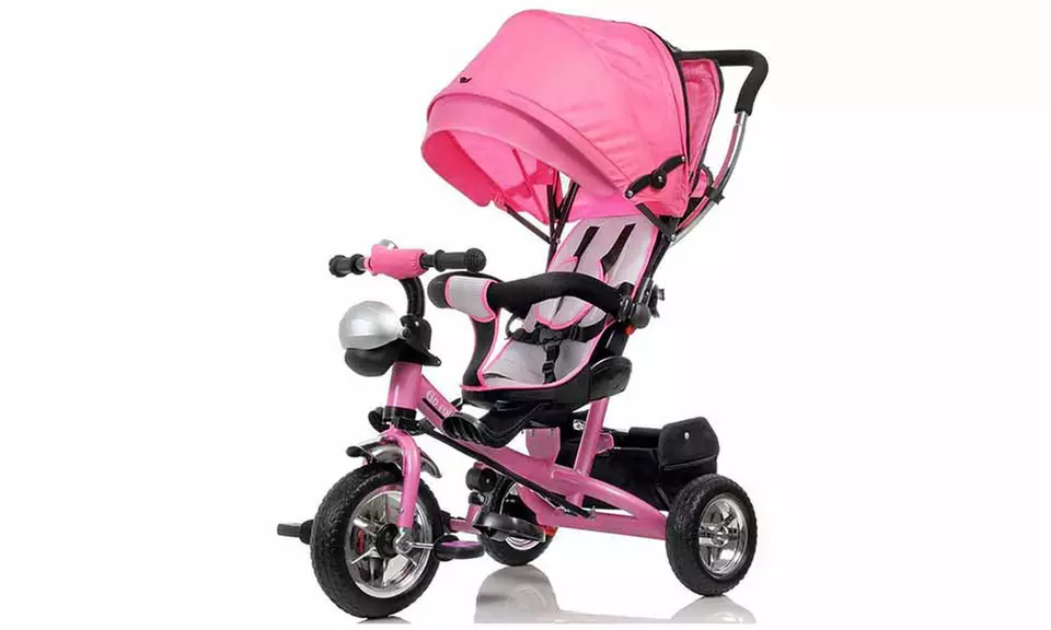 Triciclo passeggino Bakaji con maniglione a spinta e sedile girevole, disponibile in 2 colori - Image 3