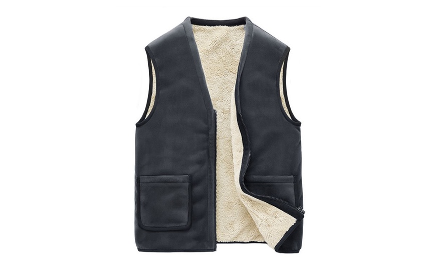 Image 6: Men's Winter Leisure Plush Warm Waistcoat 