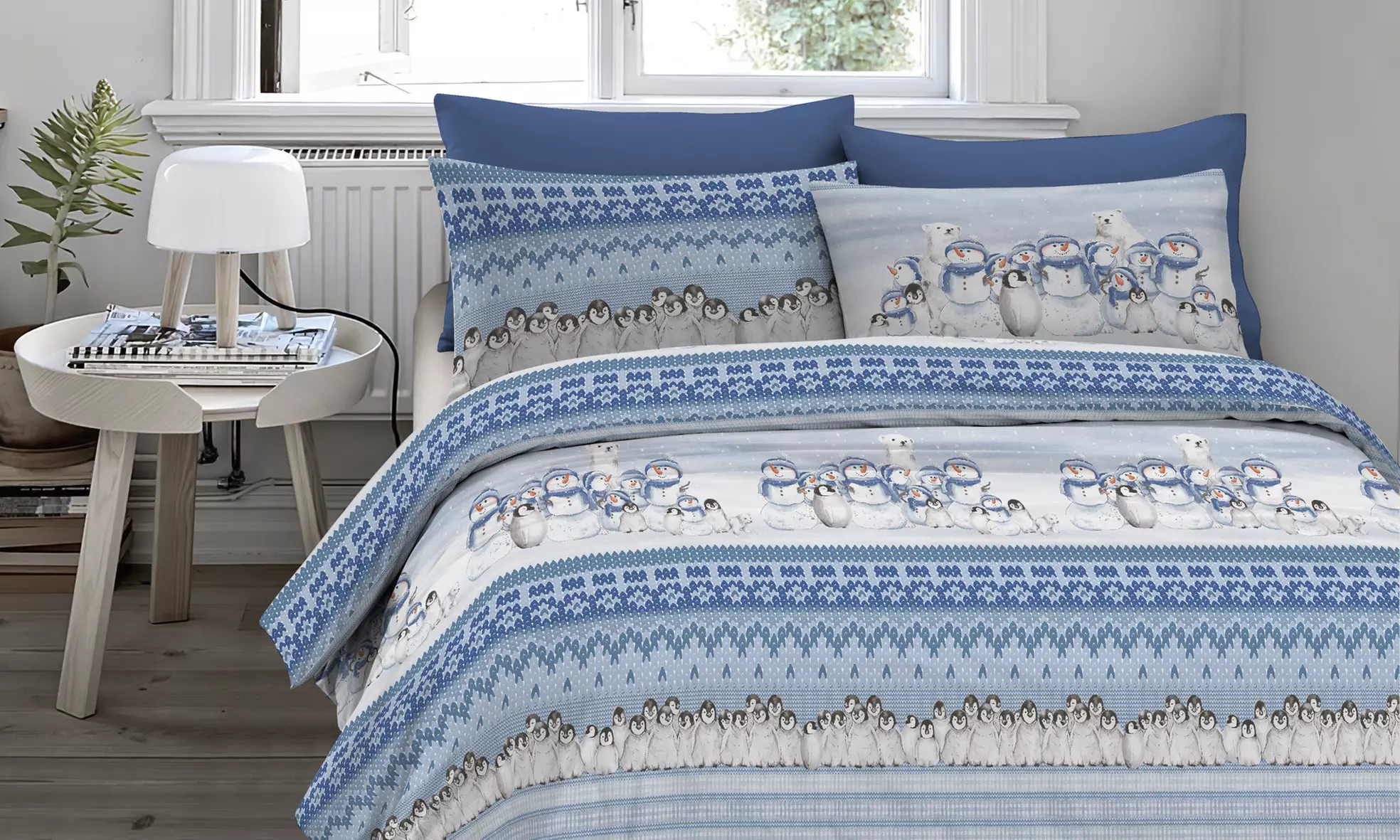 Flanell-Bettwäsche-Set mit winterlichem Motiv