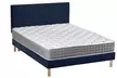Sommier velours bleu nuit avec pied en bois, disponible avec tête de lit ou matelas en option, livraison gratuite - Second Medium