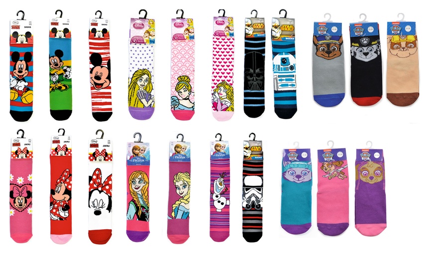 Image 1: 3 or 6 Pairs of Character Socks