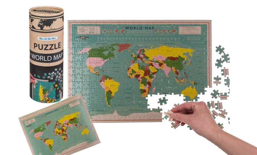 Image 1: One or Two 300-Piece World Map Puzzle with Gift Tube