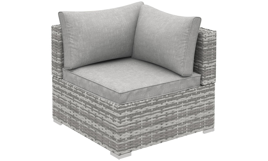 Image 2: Outsunny Outdoor PE Rattan-Effect Corner Sofa