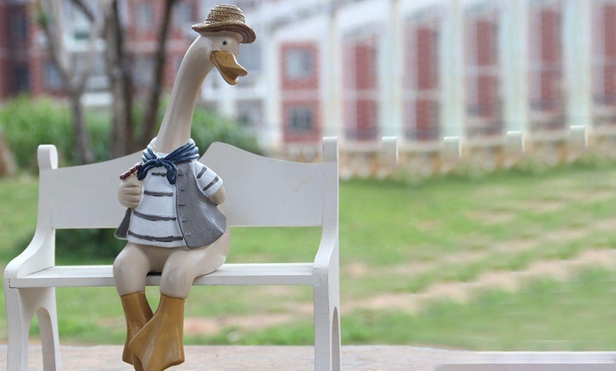 Image 4: Garden Resin Couple Duck Statue Decoration