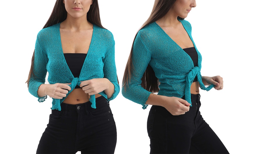 Image 32: Tie Front Lace Shrug