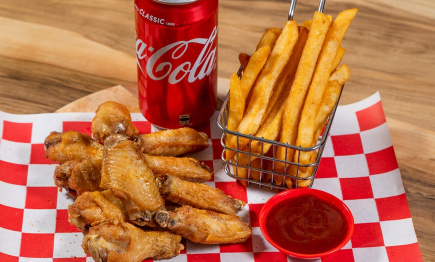 Image 1: Wings, Chips and Drink