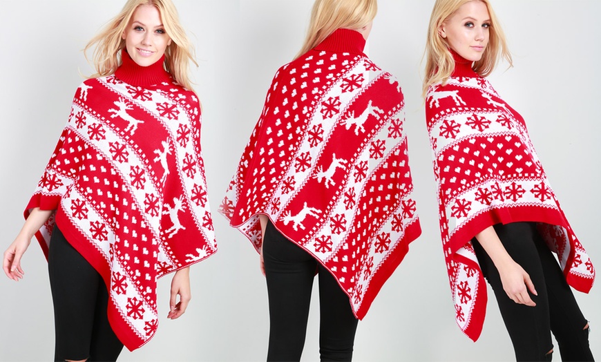 Image 3: Knitted Reindeer Poncho 