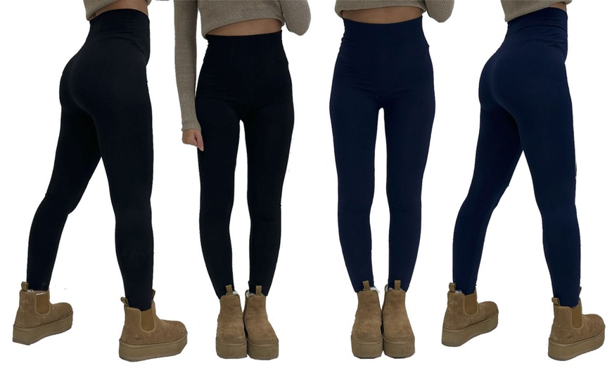 Image 8: High Waist Seamless Fleece Lined Leggings