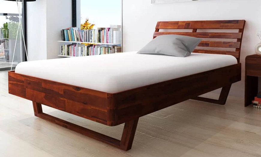 Image 1: Solid Acacia Wood Bed Frame