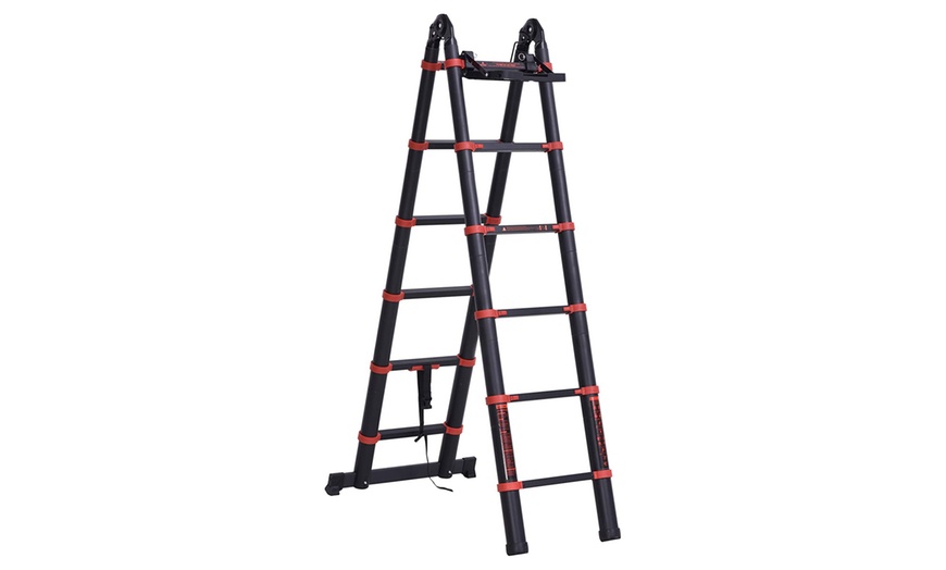 Image 4: HomCom Duo Aluminium Telescopic Ladder