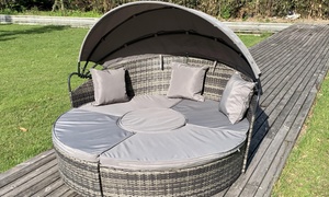 Cannes Garden Outdoor Furniture Rattan-Effect Sun Lounger Island