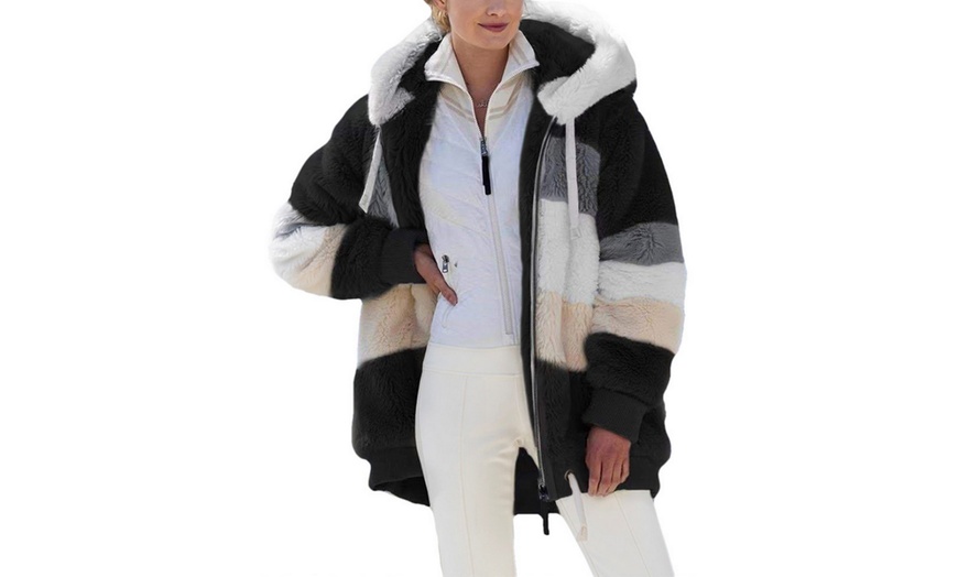 Image 8: Women’s Plush Hooded Coat