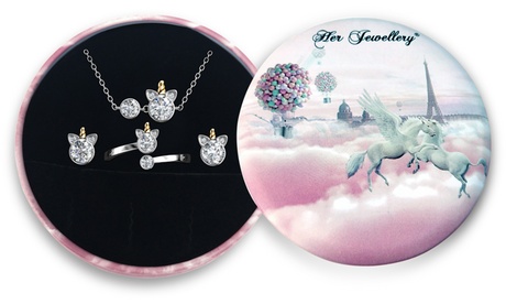Set de 3 bijoux Licorne de la marque Her Jewellery ornés de cristaux Swarovski®, livraison offerte