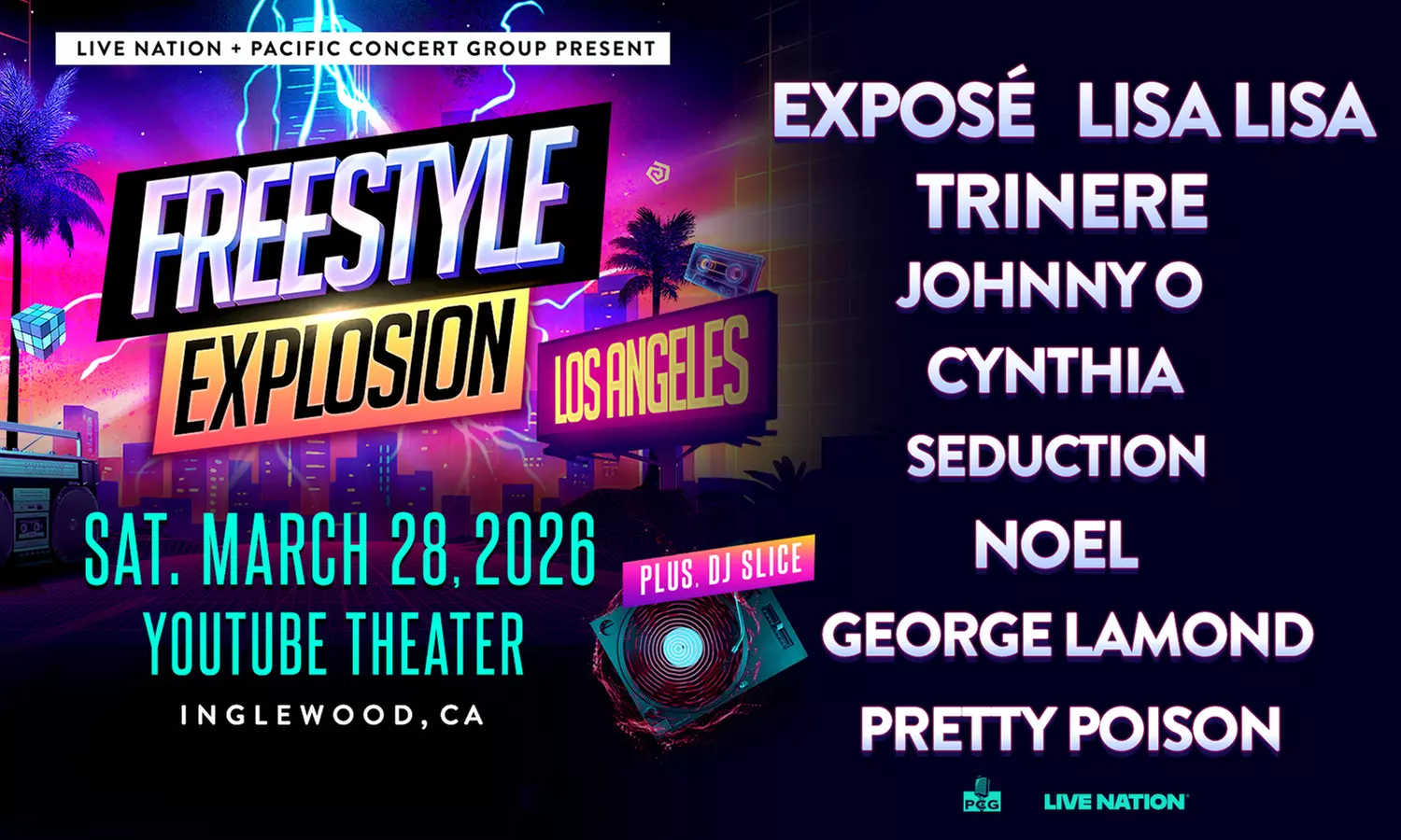 Freestyle Explosion feat. Expose, Lisa Lisa, Trinere, Johnny O, Cynthia, Seduction, Noel, & More on March 28 at 7:30 PM - Primary Image