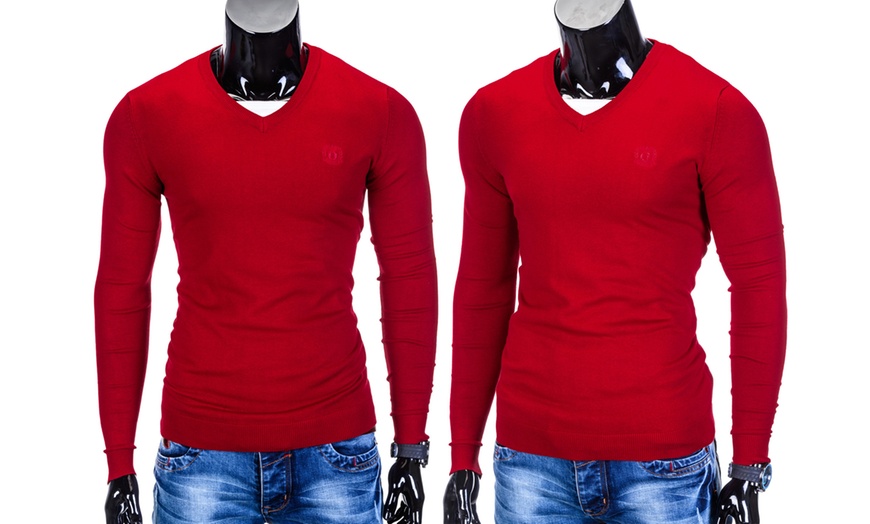 Image 26: Men's V-Neck Sweater