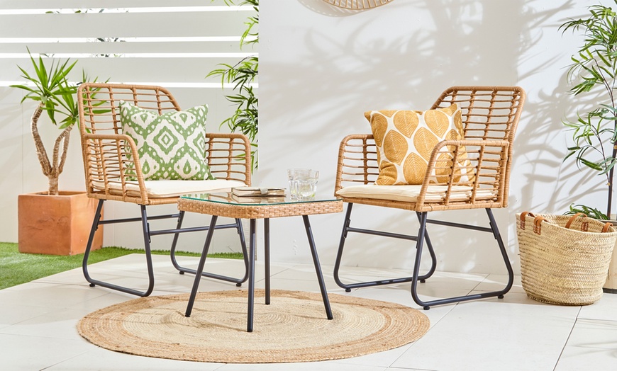 Image 2: Neo Three-Piece Bamboo-Effect Garden Furniture