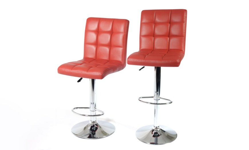 Image 14: Set of Two Juno Adjustable Faux Leather Bar Stools