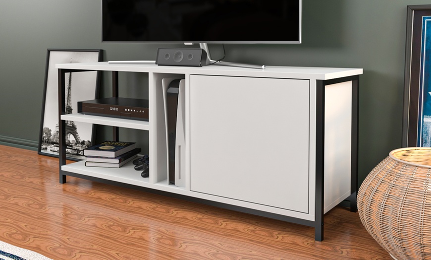 Image 2: Neola Media Television Stand with Open Shelves and Cabinet