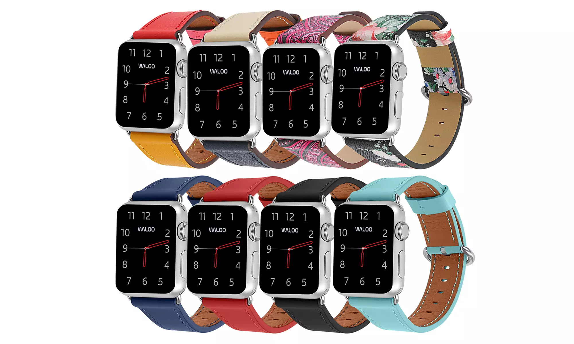 Waloo Genuine Leather and Stainless Steel Buckle Apple Watch Band - Primary Image