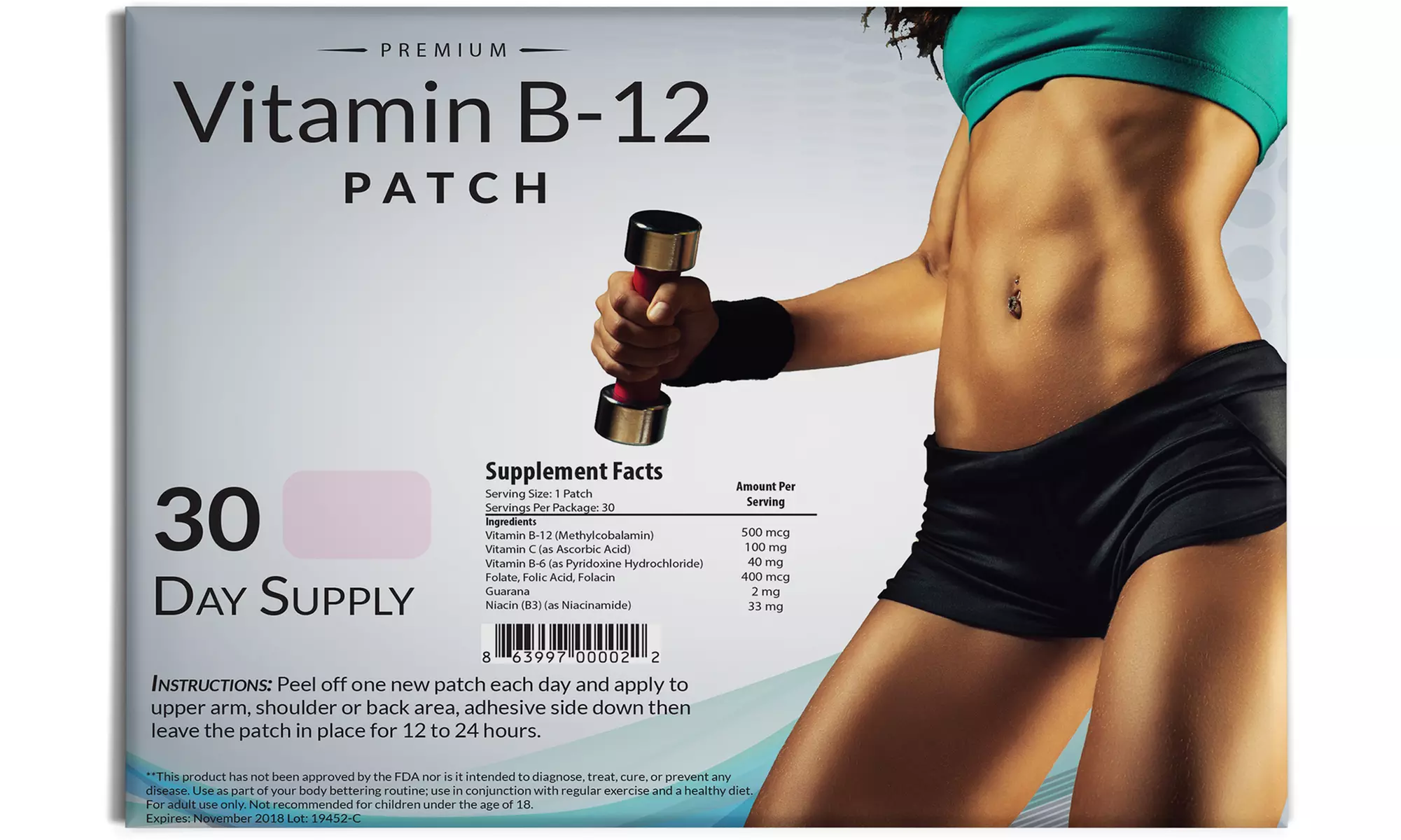 Vitamin B12 and Guarana Weight Loss Slimming Patches (1-, 2-, or 3-Pack) - Primary Image