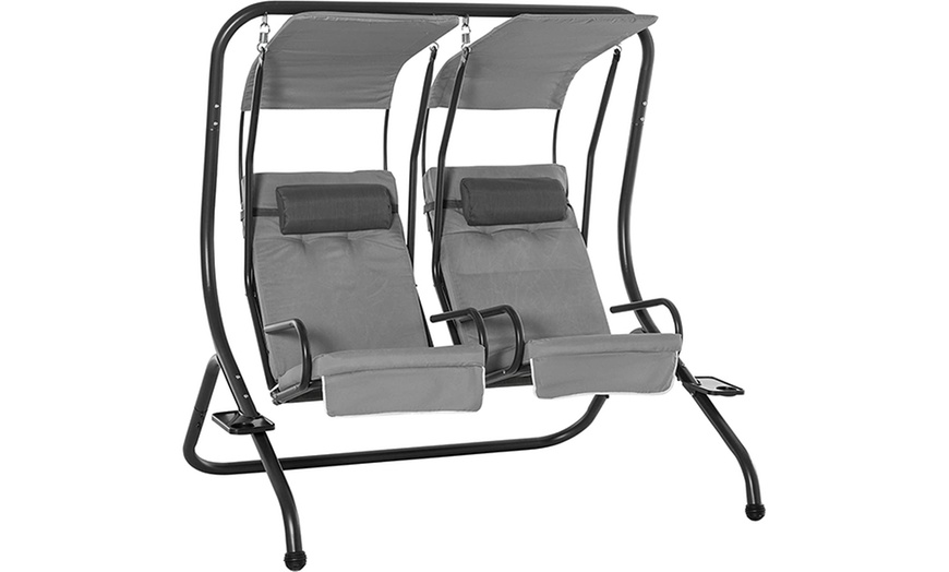 Image 8: Outsunny Twin Single Seat Swing Chair with Canopy