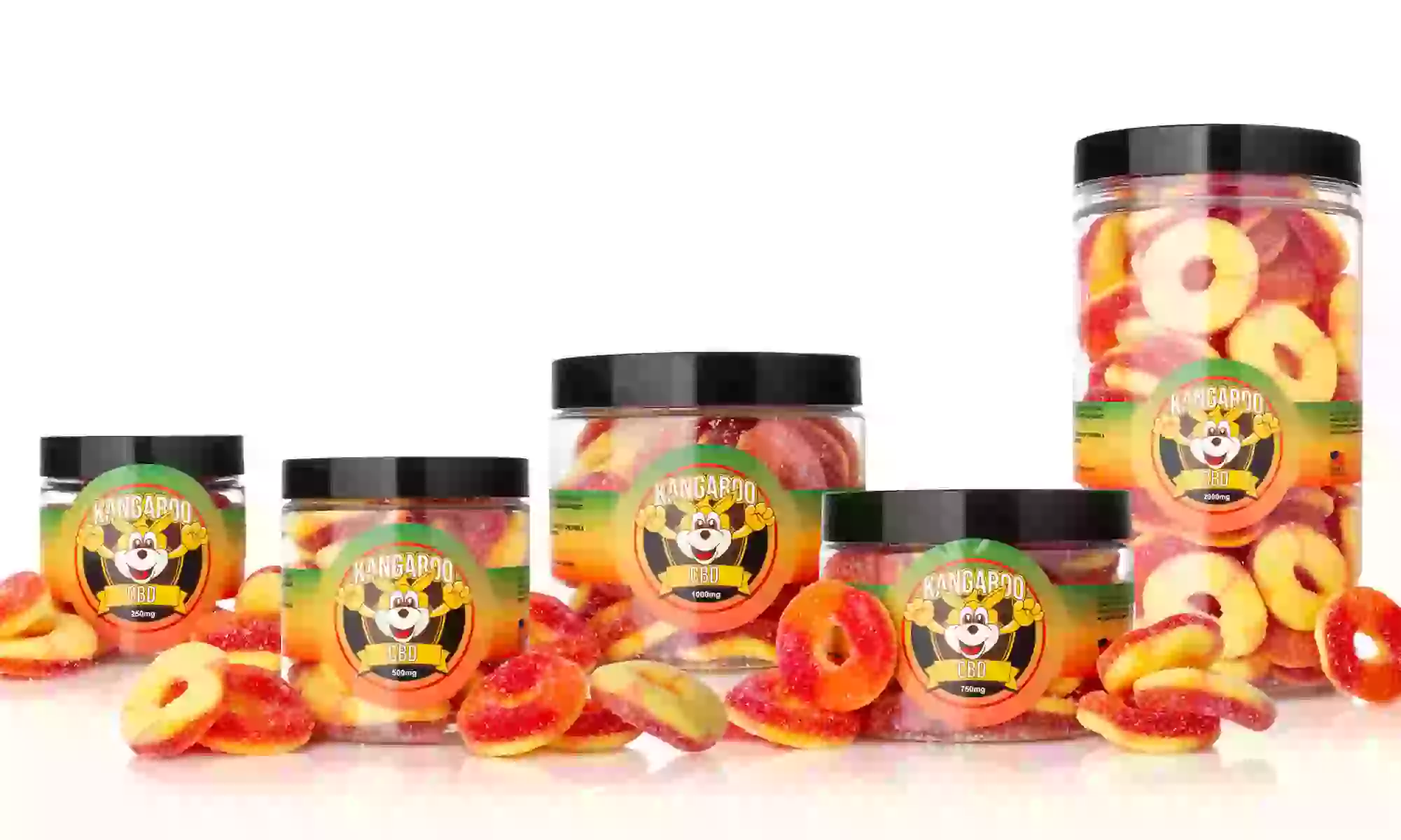 Organic CBD Peach Ring Gummies from Kangaroo CBD (250mg-5000mg) - Primary Image