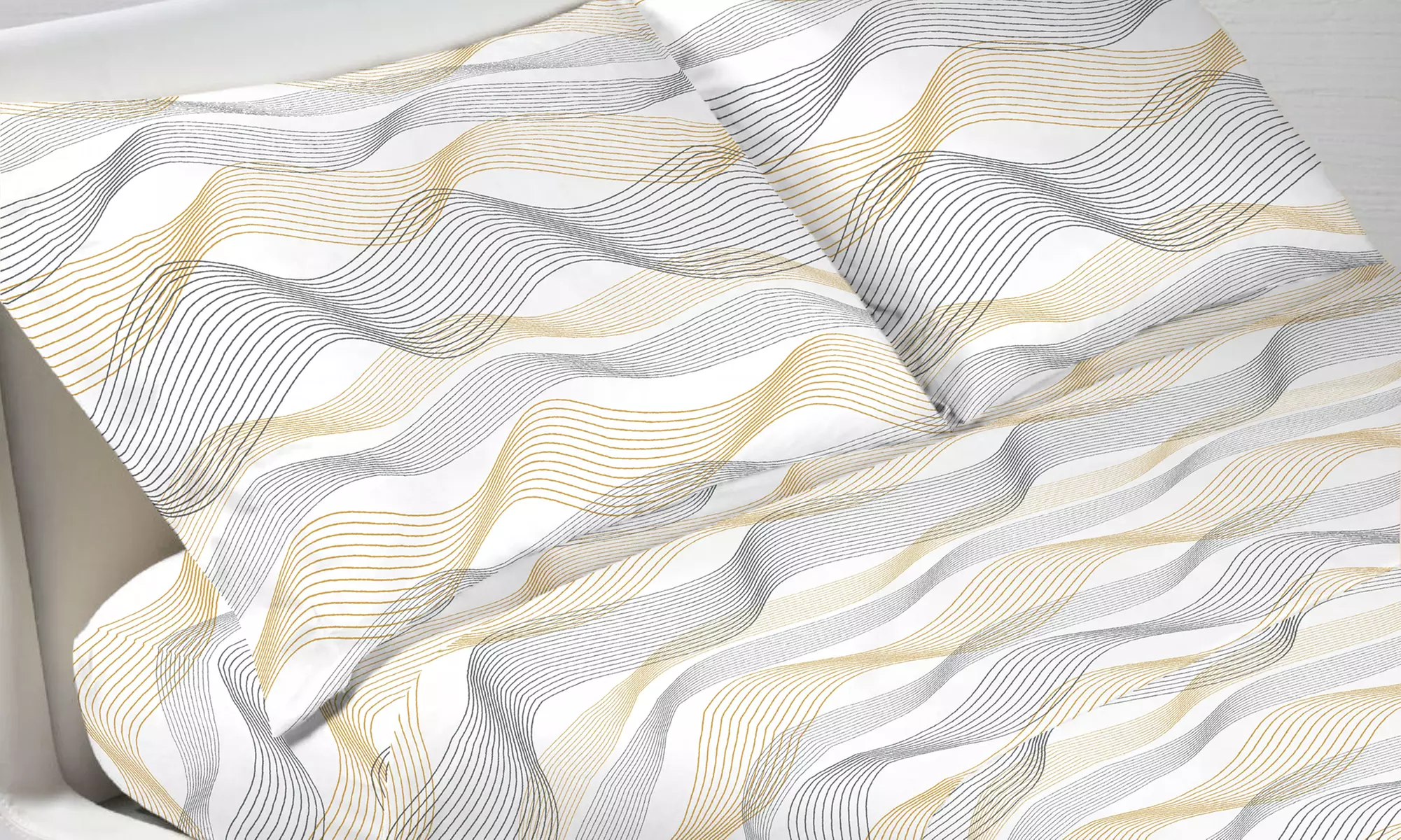 Completo lenzuola in 100% cotone fantasie rigate made in Italy