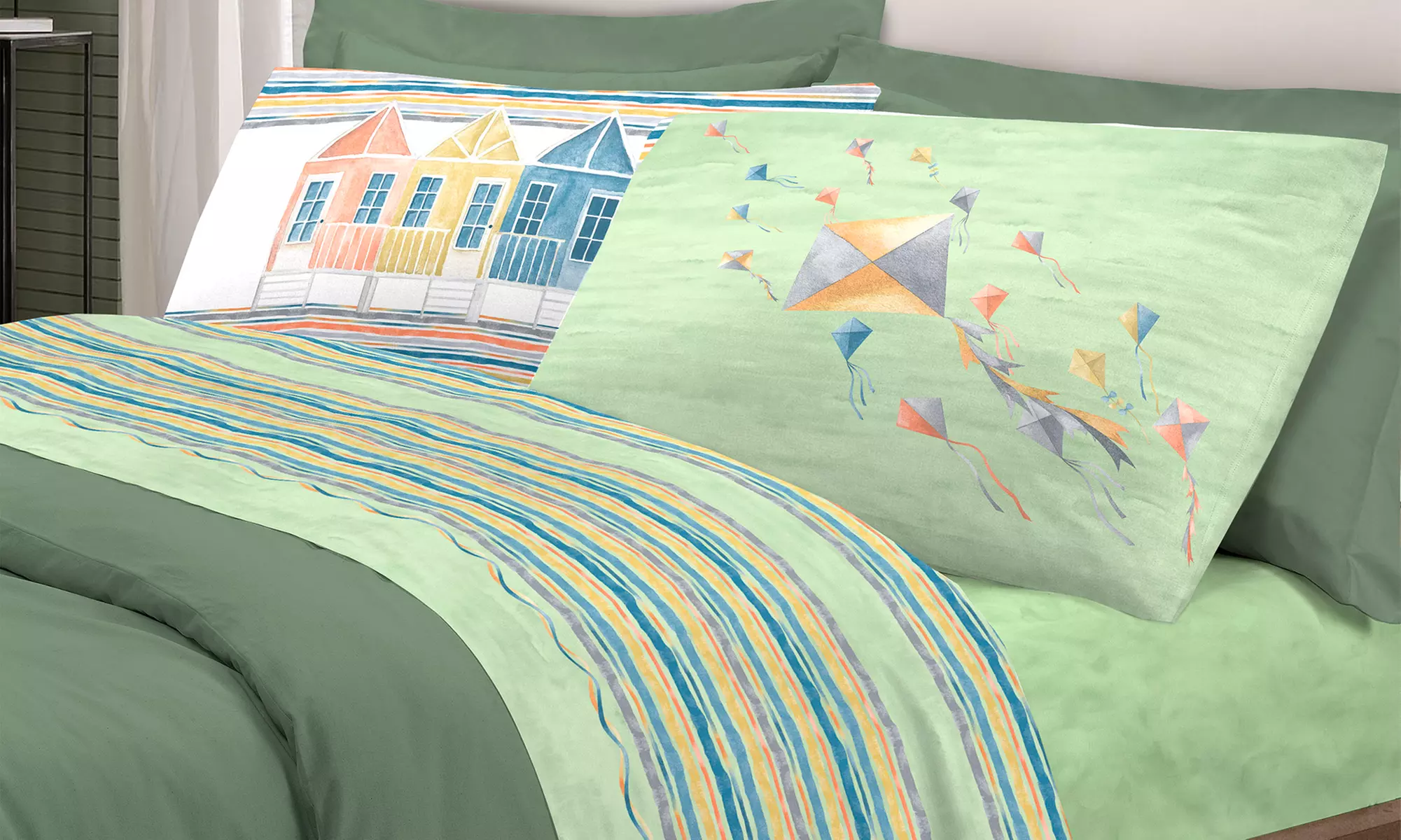 Completo Lenzuola con Fantasia Aquiloni Co.Ingros.Tex