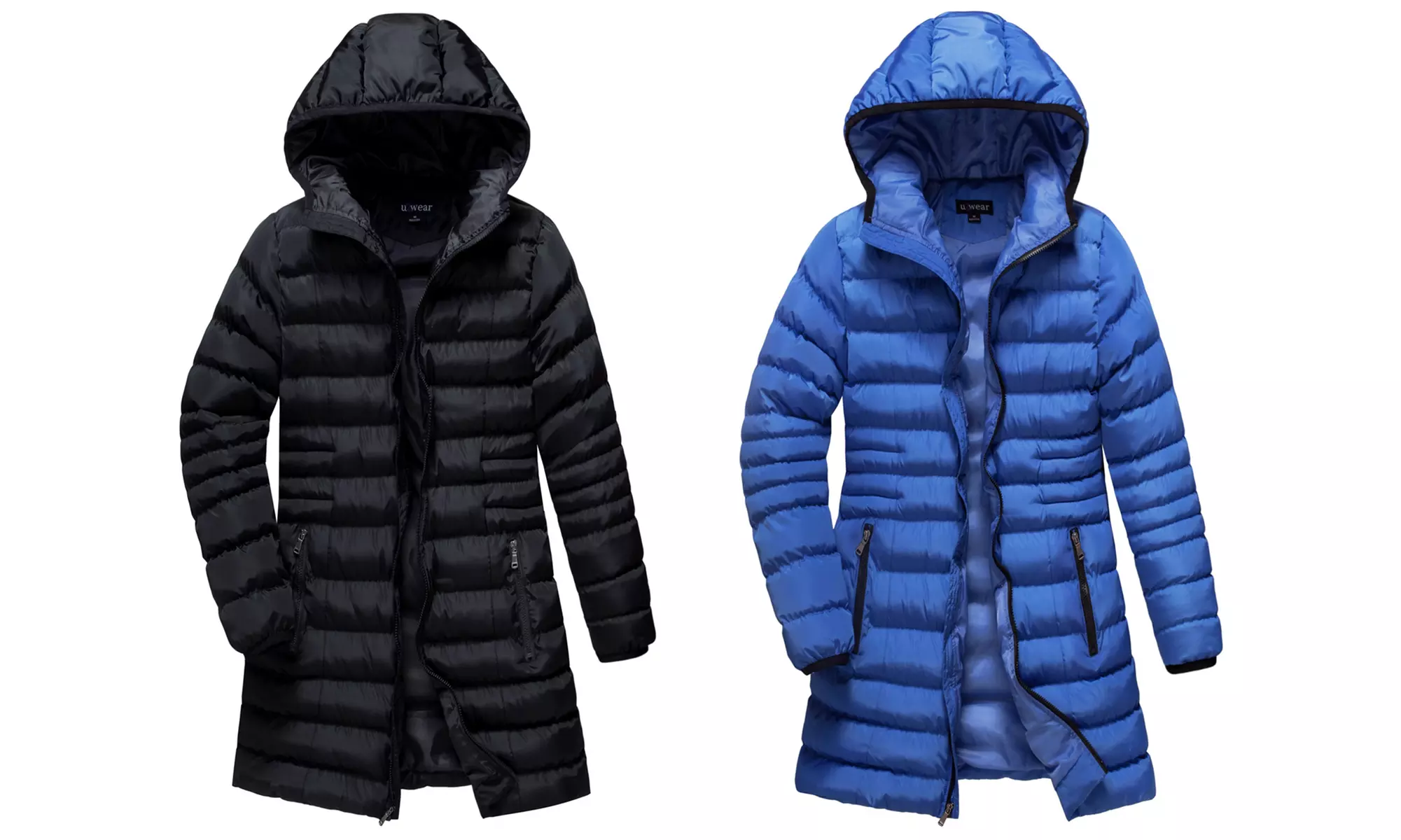 U2Wear Women's Zip Front Puffer Coat with Hood - Primary Image