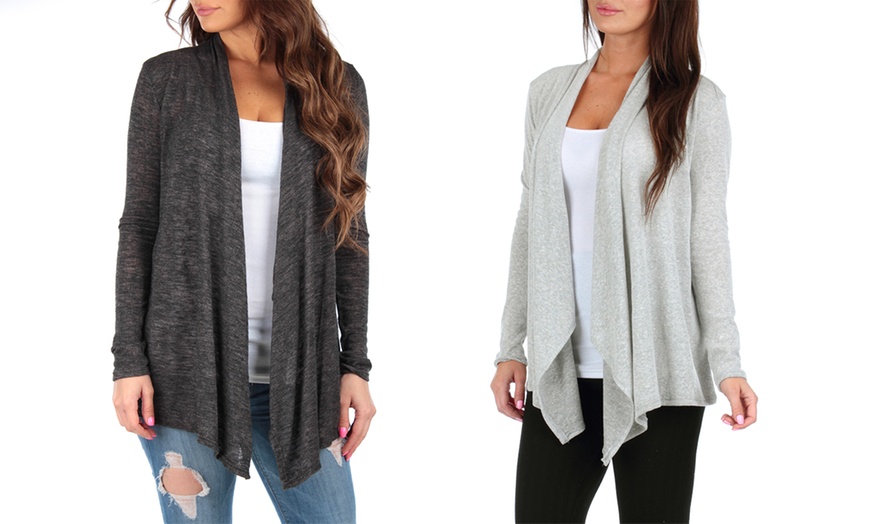 Image 10: Women's Hacci Draped Cardigan. Plus Sizes Available (2-Pack)
