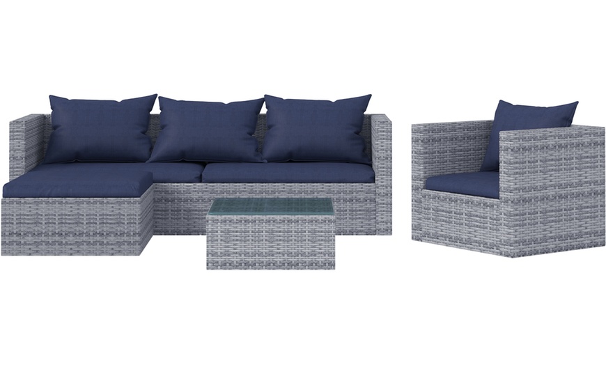 Image 3: Modular Corner Rattan-Effect Furniture Set with Optional Cover