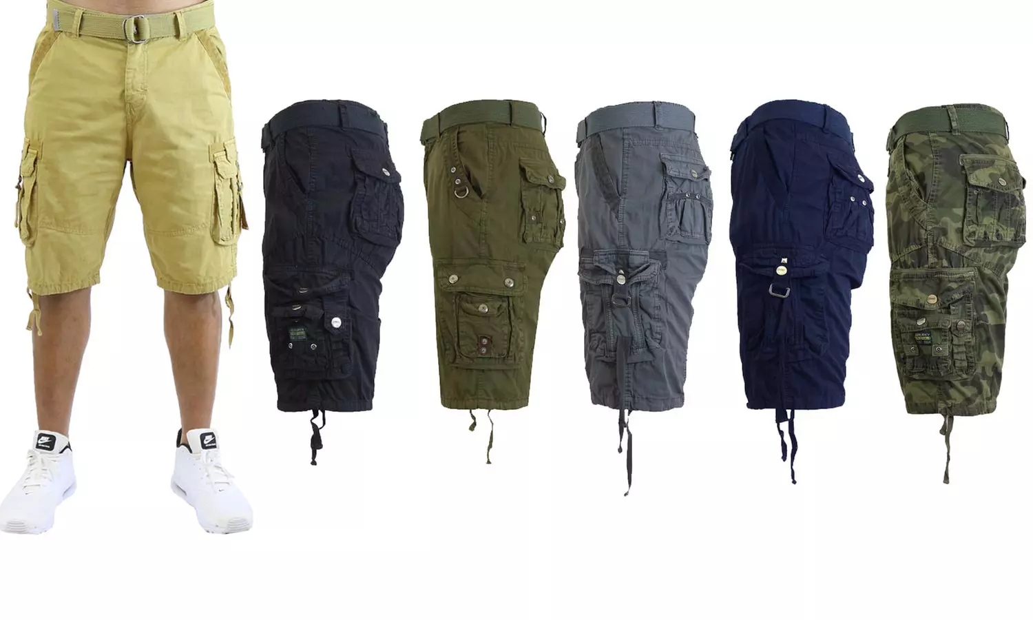 Men's Belted Cargo Slim fit Utility Shorts (2-Pack) - Primary Image