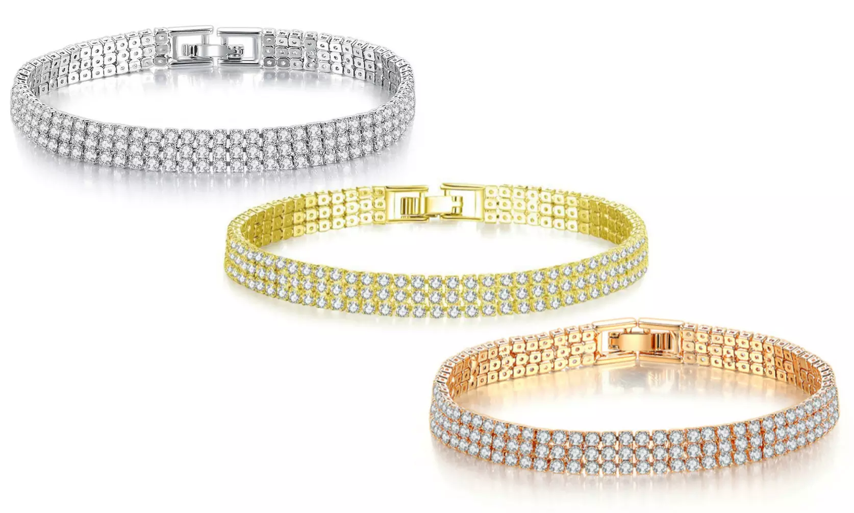 1x, 2x oder 3x dreireihiges Armband mit Swarovski®-Kristallen