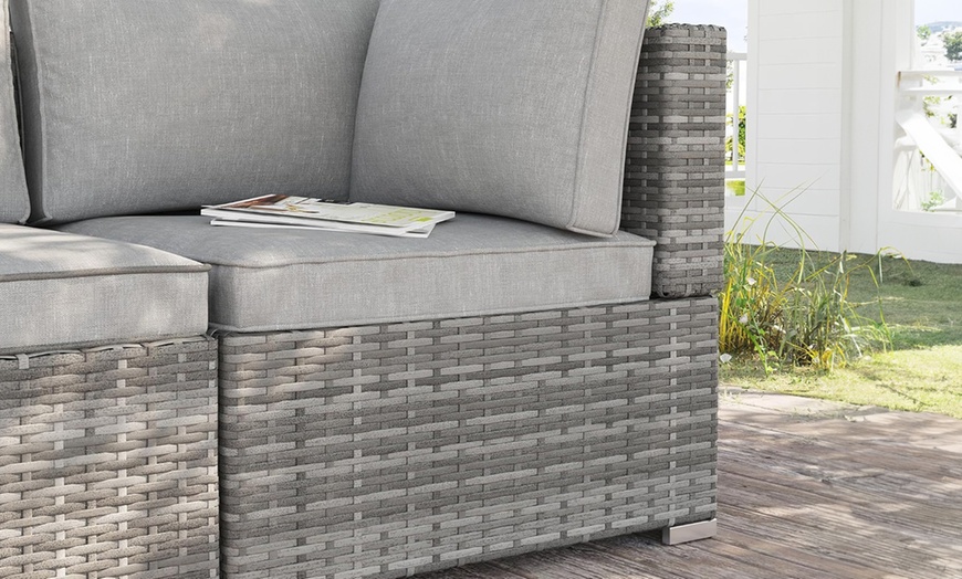 Image 1: Outsunny Outdoor PE Rattan-Effect Corner Sofa