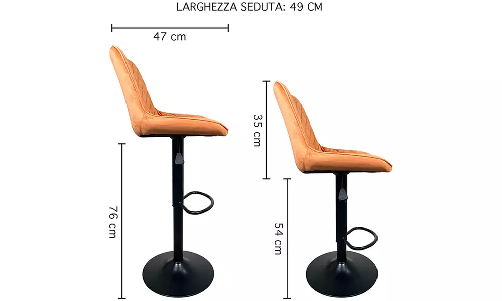 Set di 2 sgabelli in velluto