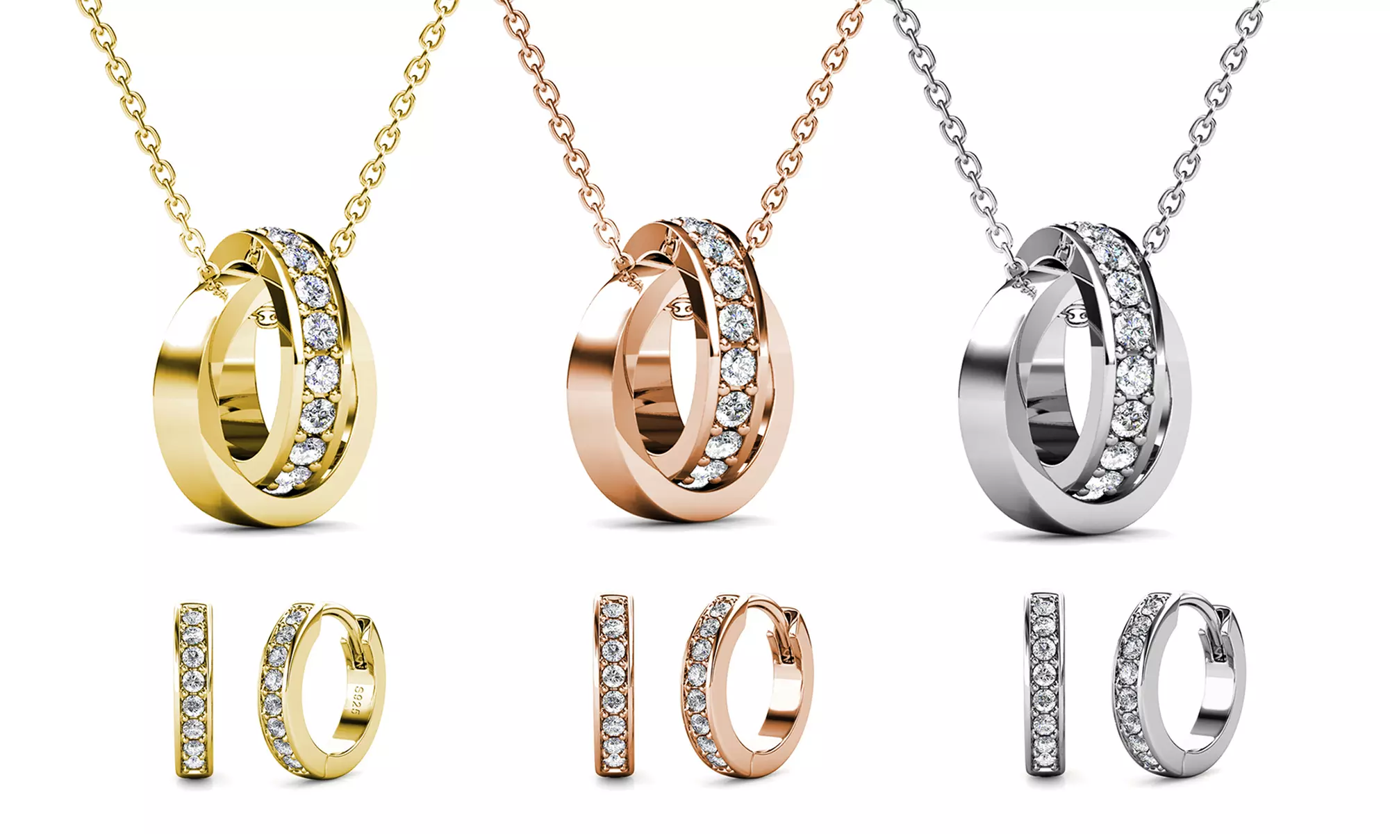 Une paire de boucles d'oreilles créoles ou pendentif ornés de cristaux autrichiens - Primary Image