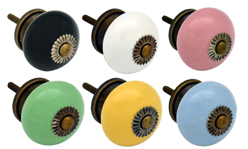 Image 1: 6 Ceramic Drawer Knobs 8 Colours