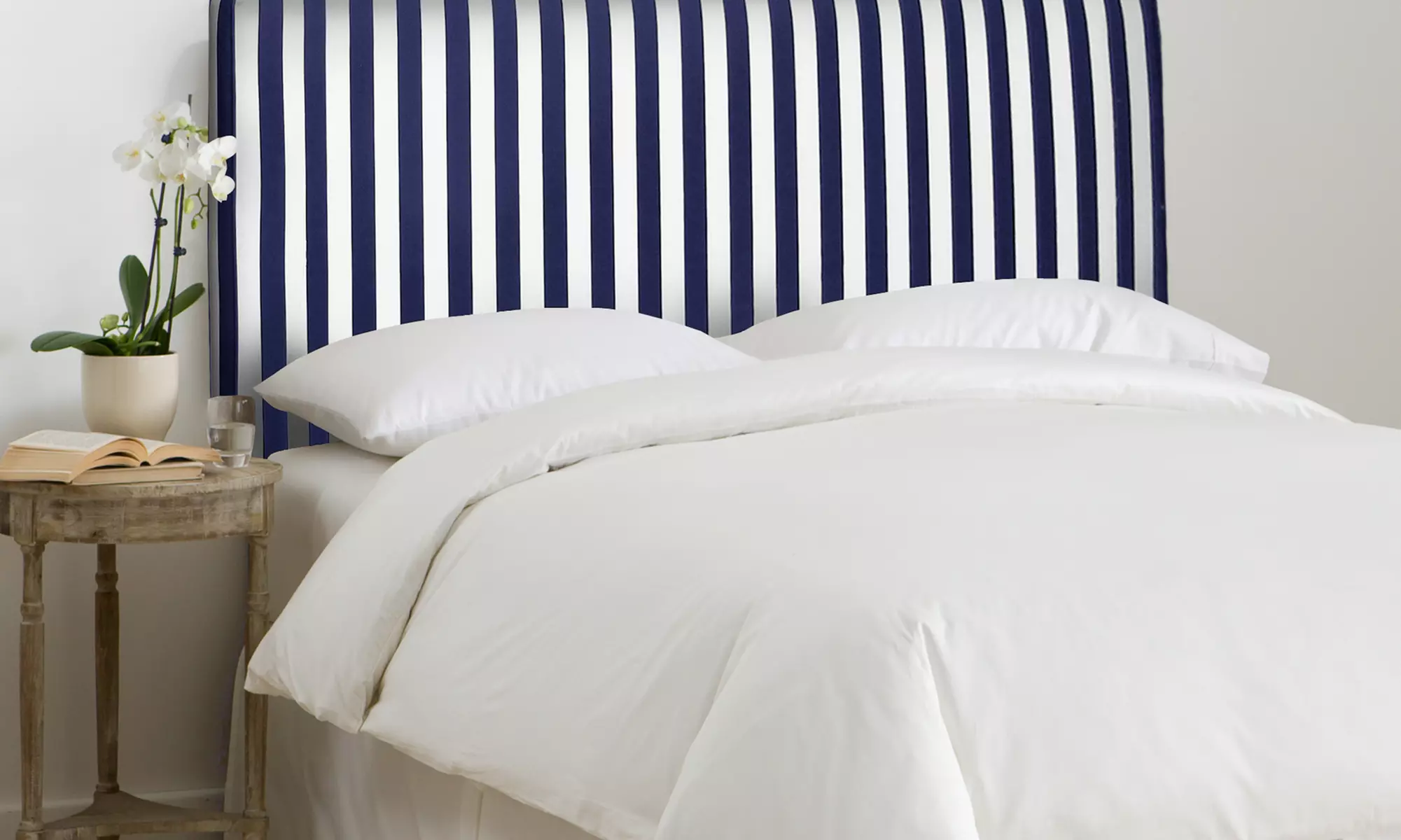 Skyline Furniture Upholstered Headboard in Blue-and-White Canopy Stripe from $179.99–$329.99 - Second Medium