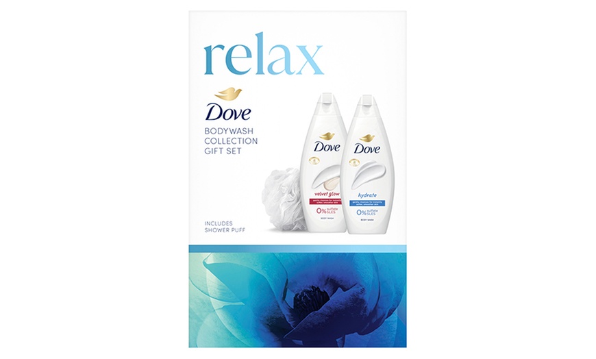 Image 4: Upto Four Dove Relax Two-Pieces Gift Set with Shower Puff 