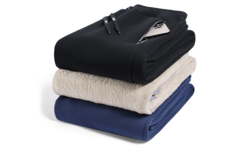 Image 2: Men’s Winter Warm Pants with Lambswool Lining –Mid-Rise Drawstring Fit