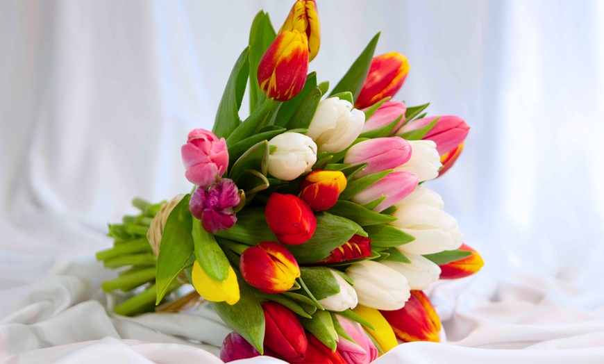 Image 1: Un bouquet de Tulipes - 30 Tiges avec Kokomo