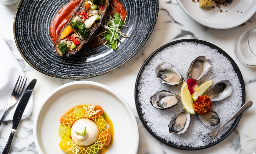 Image 1: Three-Course Dinner for 2 or 4 with a Glass of Champagne or Cocktail 