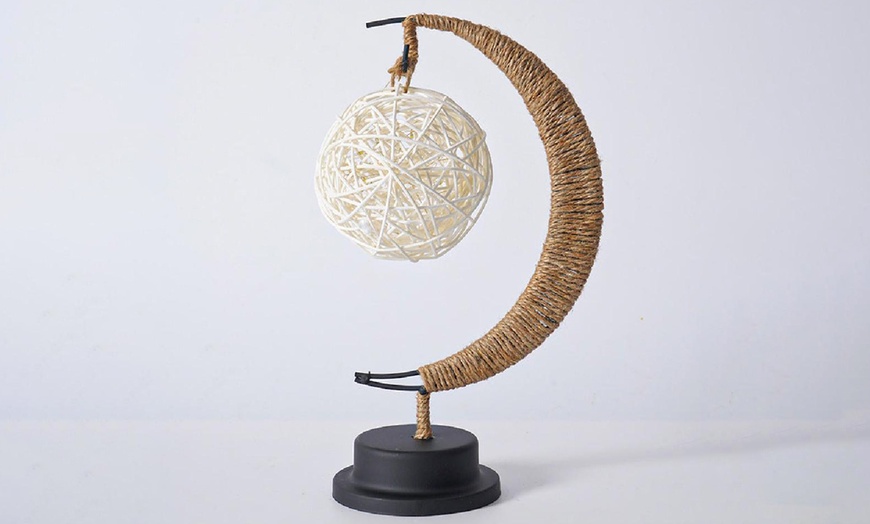 Image 6: LED Half-Moon Rattan Ball Lamp