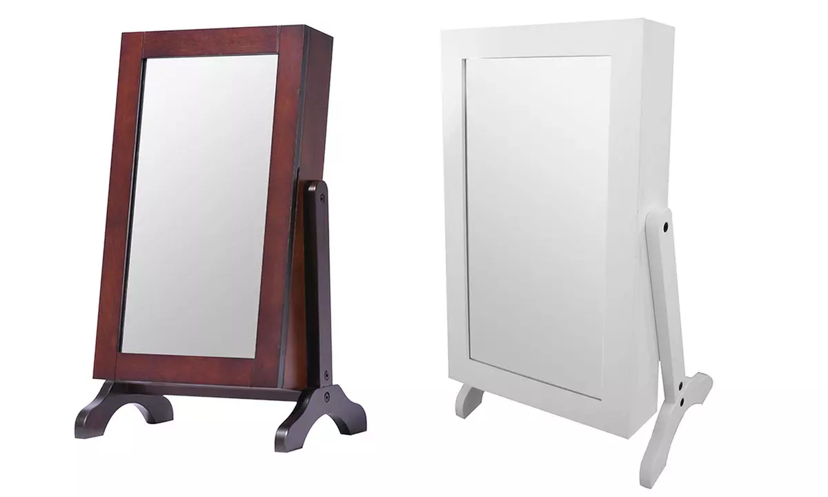 Table-Top Jewellery Cabinet with Mirror in White or Brown for £39.98 With Free Delivery (64% Off) - Primary Image