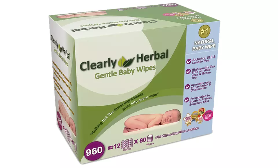 12-Pack of Clearly Herbal Gentle Baby Wipes. Free Shipping. - Second Medium