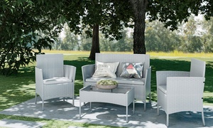 Four Piece Rattan Effect Garden Furniture Set